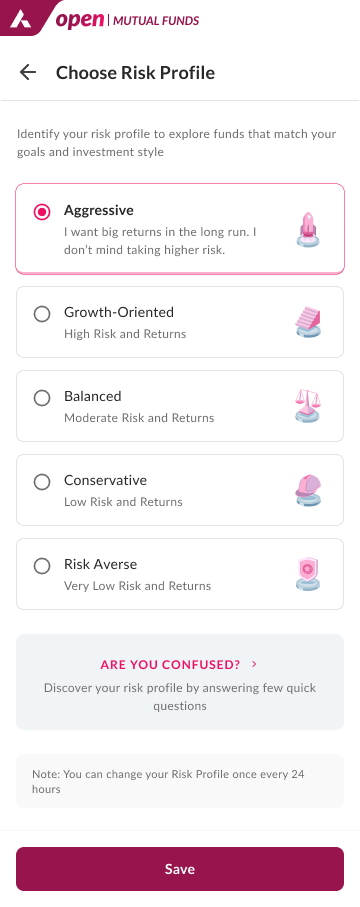 Risk profiling step presented as a simple choice